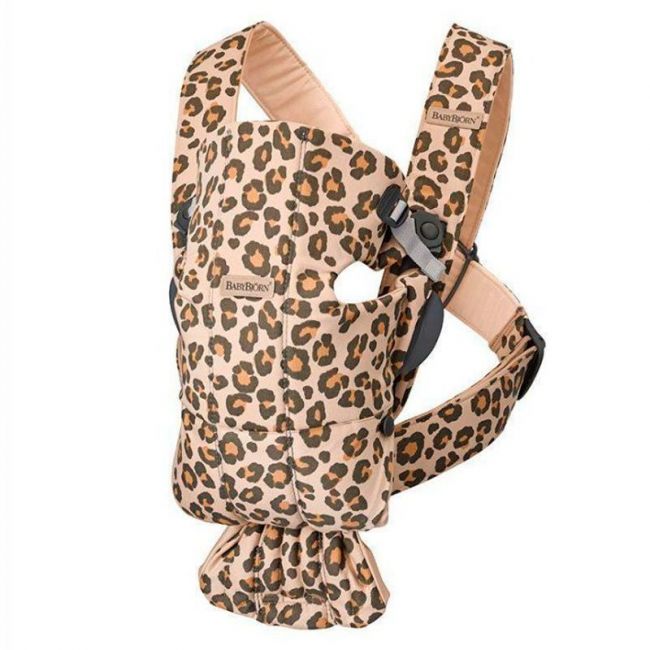 Mochila Porta Bebé Mini Beige Leopard Algodón