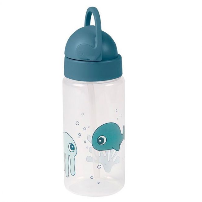 Bottle with straw Sea friends Azul