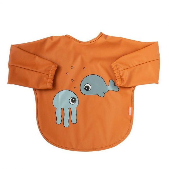 Babero con mangas 6-18 meses Sea Friends Mostaza/Gris