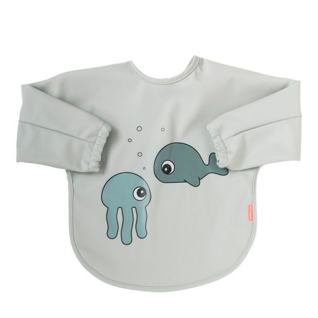 Babero con mangas 6-18 meses Sea friends Gris