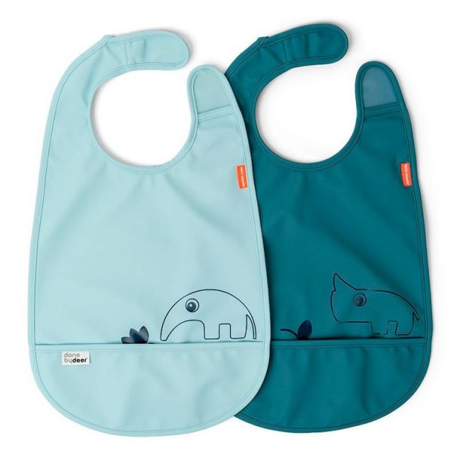 Babero con velcro 2 unidades Deer friends Azul