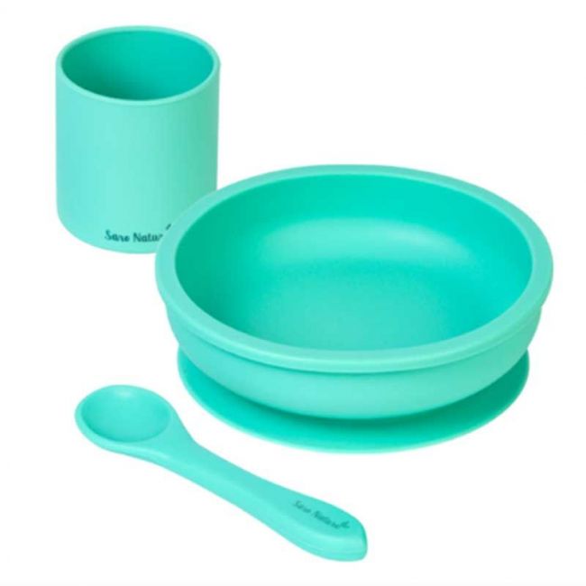 Set de Alimentación de Silicona de 3 Piezas Menta