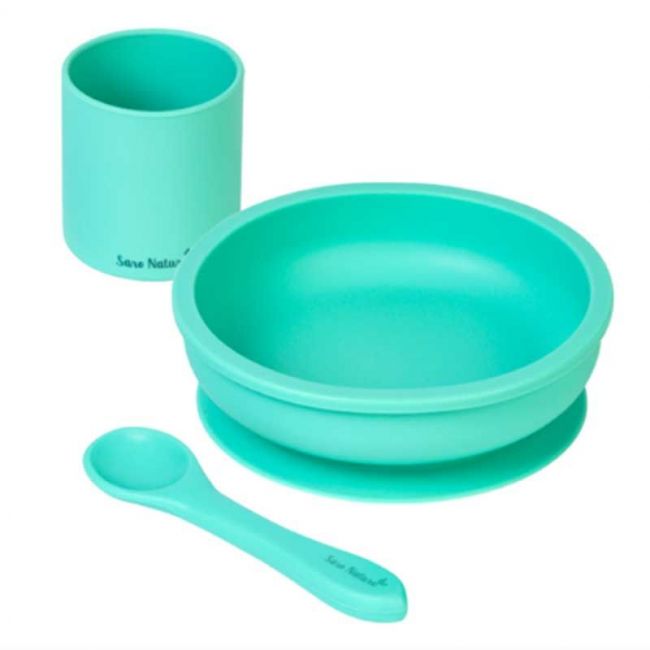 Set de Alimentación de Silicona de 3 Piezas Menta