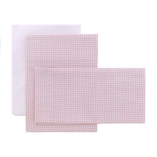 Sabana Cuna 3 Pcs (Cuna 60) 100X165X1 cm Vichy10 Rosa