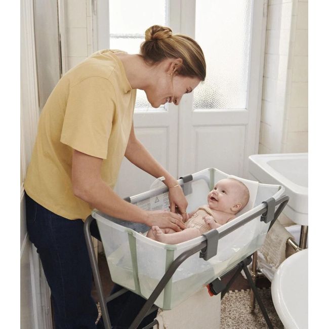 Set de banheira dobrável Stokke Flexi Banho Verde com assento recém-nascido