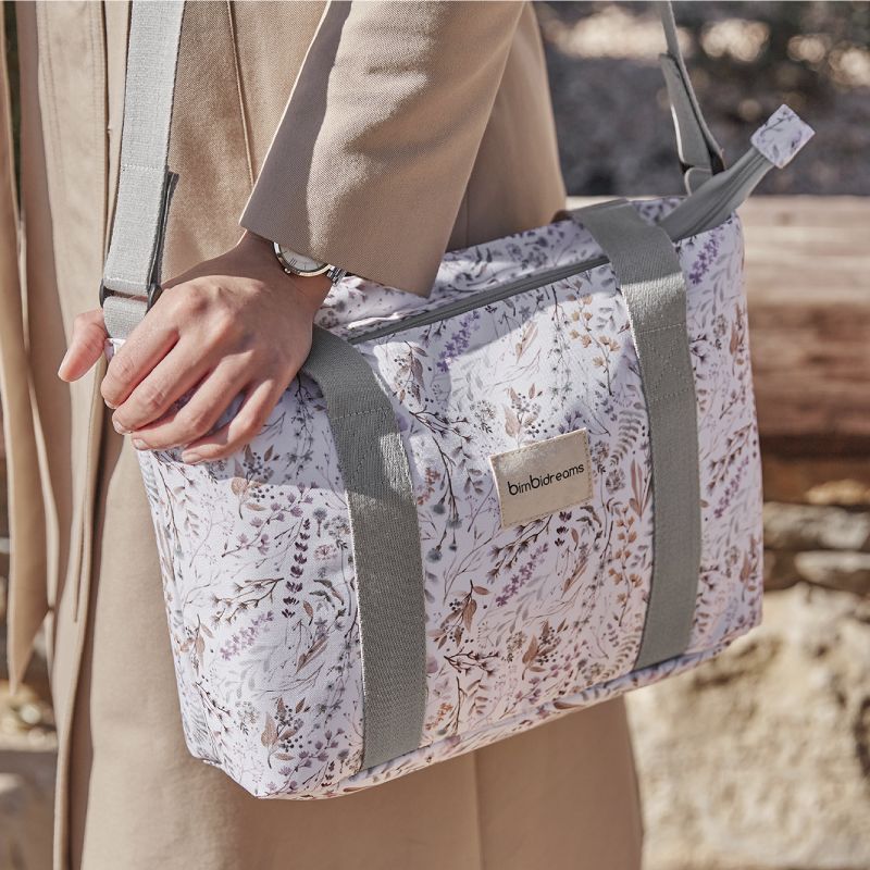Bolso Crossbody Cambiador Bimbidreams Estampado Niza Blanco Lila BIMBIDREAMS BebeCenter