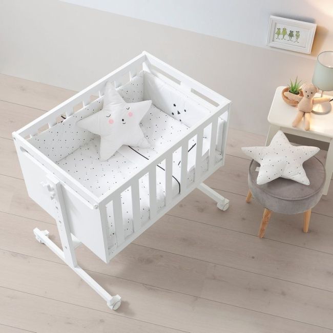 Kit Nórdico + Protector Minicuna Claire Com Motivos Negros - Branco Micuna MICUNA - 1