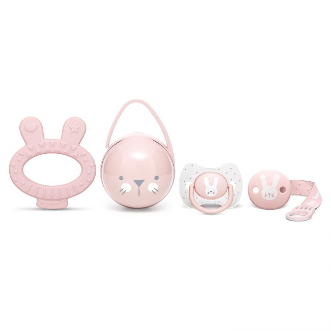 Set Hygge +0M (Chupete + Clip + Mordedor + Cajita) Rosa
