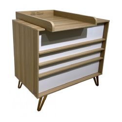 Comoda Trieste Con Cambiador Ikid Roble/Blanco