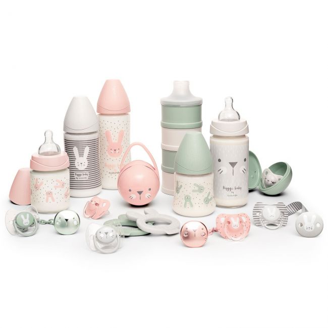 Biberón Vidrio 120ml Tetina 3 Posiciones 0m+ Hygge Rabbit Gris