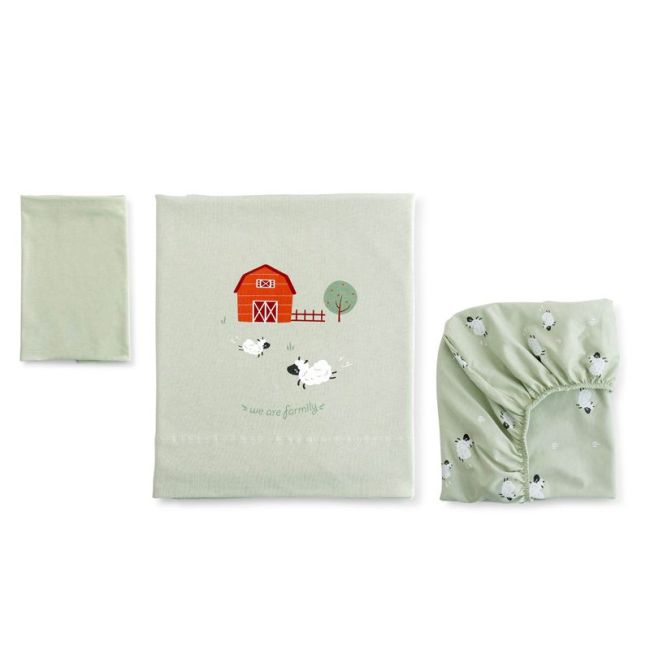 SABANA 3 PIEZAS 60X120 JERSEY FUNNY FARM MENTA