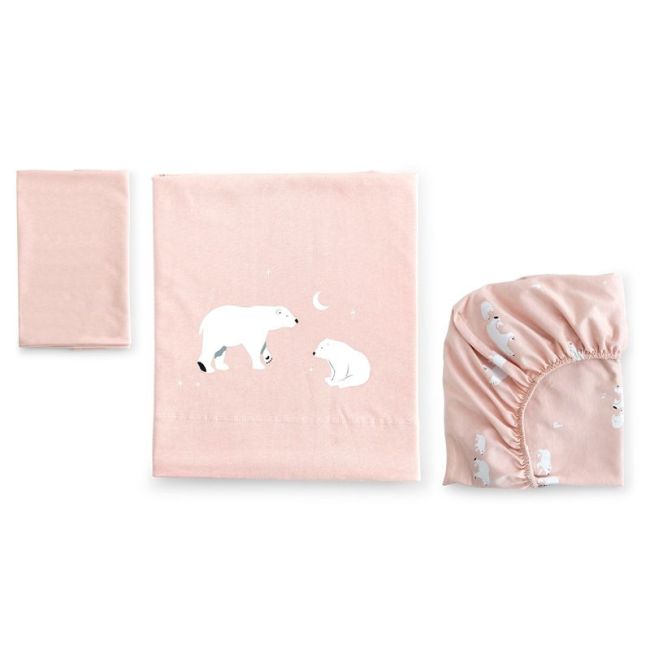 SABANA 3 PEÇAS MINICUNA JERSEY POLARIS ROSA ROSA