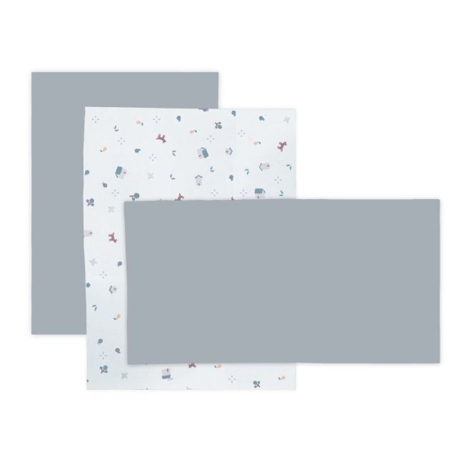Lençol de Berço 3 Pcs (Berço 60) 60X120X1 Cm House Azul