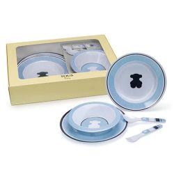 SET 3 PLATOS CUCHARA Y TENEDOR 0/36M CELESTE