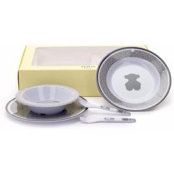SET 3 PLATOS CUCHARA Y TENEDOR 0/36M GRIS
