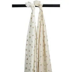 Muselina Lavada Gde Pack De 2 120X120 Cm Me-Gingko Off White/Sand
