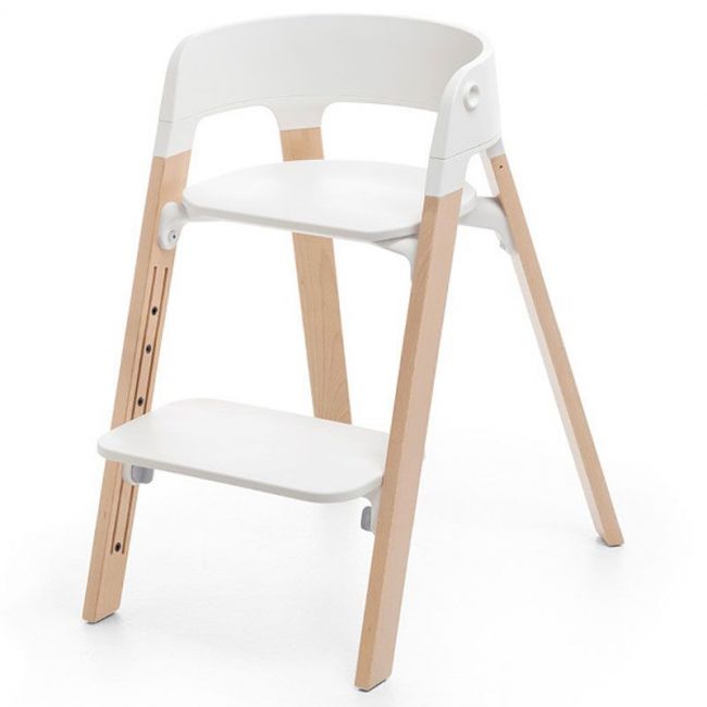 Stokke Steps Bundles Asiento Blanco / Patas Naturales