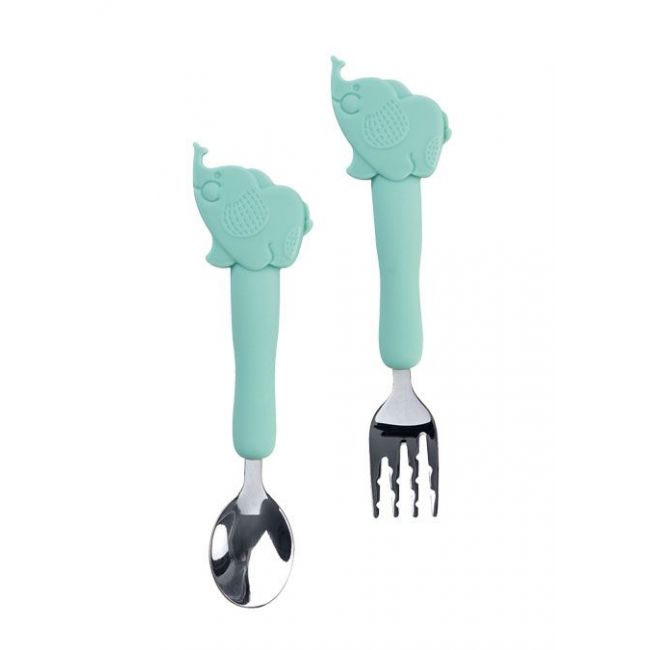 Cubiertos Infantiles Elefantito Menta