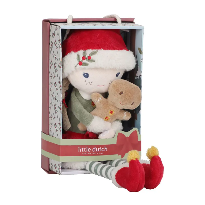 Rosa Muñeca Blandita Navidad Little Dutch