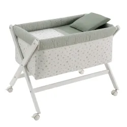 Minicuna Tijera Madera Calma Verde/Blanco 55X87X74Cm