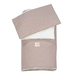 Edredón + bajera + almohada 120x60 Praline Vichy/rayas Moka Tog 2,5