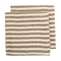 Muselina Lavada Mediana Pack 2Ud 70X70 Cm Me-Fat Stripe Taupe