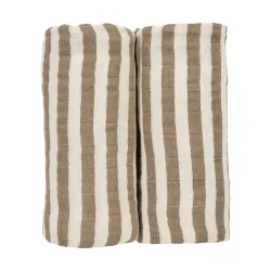 Muselina Lavada Grande Pack 2Ud 120X120 Cm Me-Fat Stripe Taupe