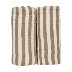 Pack 2Ud Toallas Faciales 30X30 Cm Me-Fat Stripe Taupe