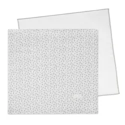 Set/2 Muselinas 70x70 Cm Little Bloom Flor Gris