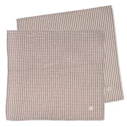 Set/ 2 Muselinas 70x70 Cm Praline Vichy/rayas  Moka