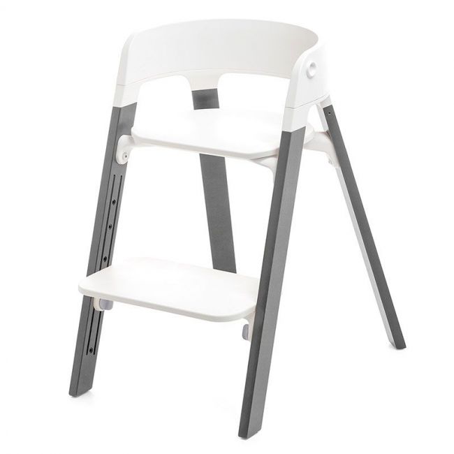 Stokke Silla Steps Asiento Blanco / Patas Grises Bruma