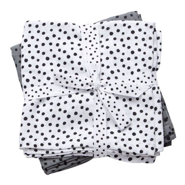 Burp Cloth 2-Pack Happy Dots Grey