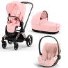 Carro Trio Cybex Priam com Portabebé Cloud T Peach Pink