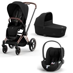 Carro Trio Cybex Priam com Portabebé Cloud T Peach Pink