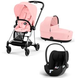 Carro Trio Cybex Balios Seashell Beige com Portabebé Cloud T Sepia Black