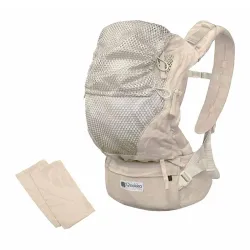 Mochila Portabebés Quokkababy E-Carrier Mesh Taupe Leaves