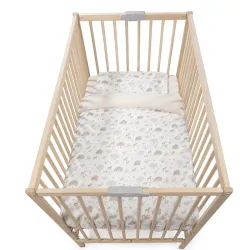 Edredão + Lençol de Baixo + Almofada Berço 120x60 Cm Nara