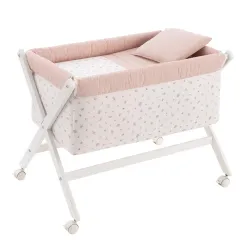 Minicuna Tijera Madeira Calma Rosa/Bco 55X87X74Cm