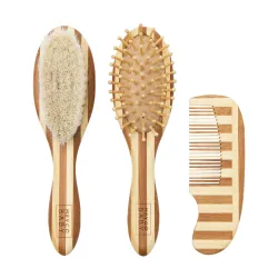 Conjunto 3 Peças Escova-Pente Bambu N Me-Uni S.Natural/Walnut