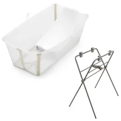Bacia Dobrável Bebê Flexi Bath + Suporte Recém Nascido + Pernas