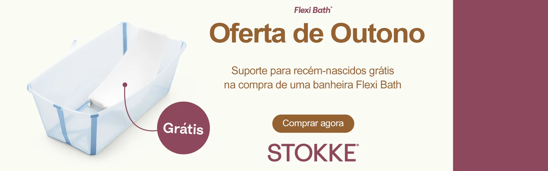 Suporte para recém-nascidos grátis na compra de uma banheira Flexi Bath